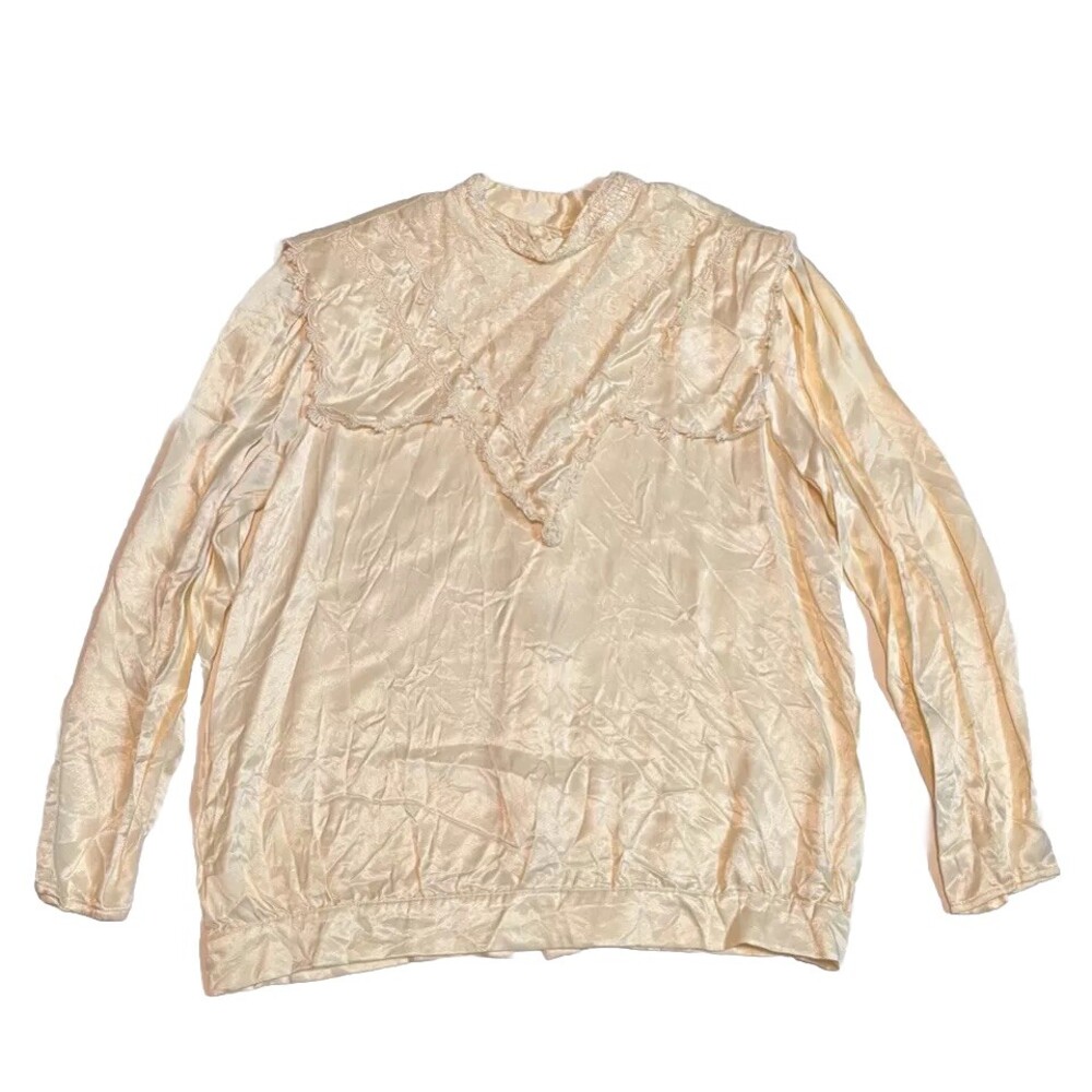 Vintage Gunne Sax Jessica Mcclintock Gunnies Blouse Satin Lace Victorian sz 13